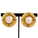 シャネル CHANEL ラウンド イヤリング フェイクパール GP ゴールド金具 ヴィンテージ アクセサリー レディース サークル【中古】