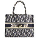 ディオール Dior オブリーク エンブロイダリー ブックトート ミディアム トートバッグ キャンバス M1296ZRIW ネイビー ハンドバッグ【中古】