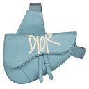 【クーポン利用で最大4万円オフ!! 5/28~6/11】ディオール Dior ステューシーコラボ サドルバッグ ショルダーバッグ レザー 19-BO-0230 ブルー SHAWN STUSSY【中古】