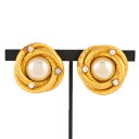 シャネル CHANEL フェイクパール サークル イヤリング ラインストーン A1900 GP ゴールド金具 レディース ヴィンテージ ラウンド【中古】