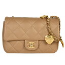 シャネル CHANEL ミニ マトラッセ ココマーク チェーン ショルダーバッグ ラムスキン AS3456 ベージュ ゴールド金具【中古】