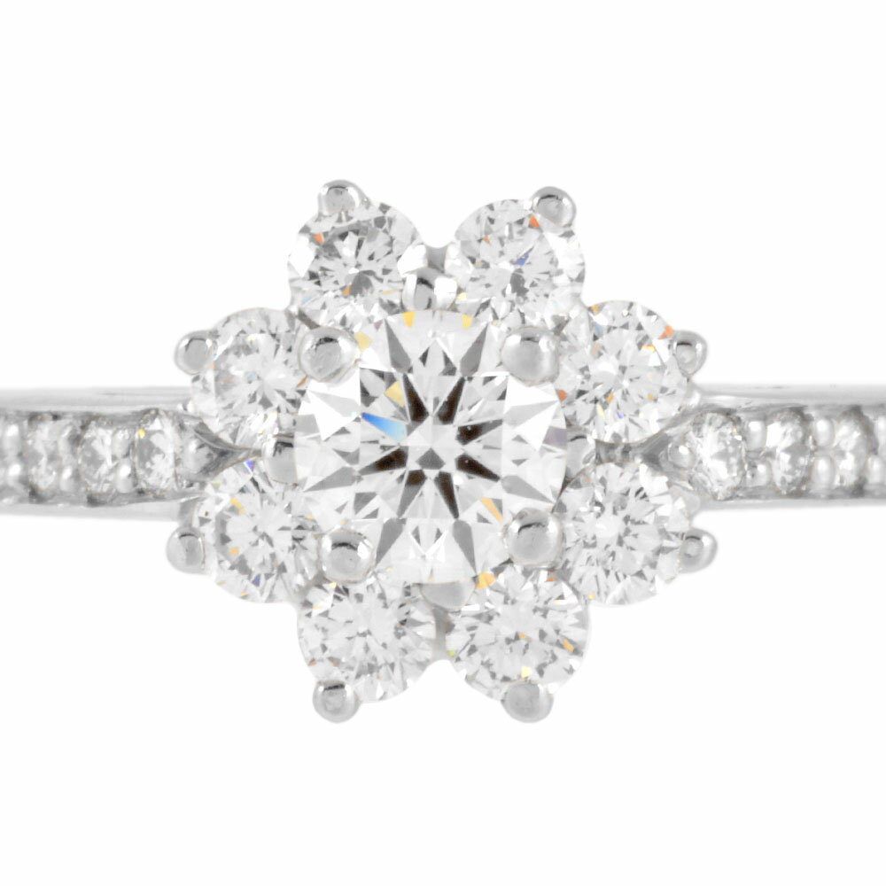 ティファニー Tiffany&Co. コンティニュアスロウ フローラ リング 指輪 ダイヤモンド 約6号 Pt950 フラワー レディース【中古】