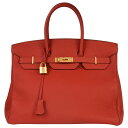 エルメス HERMES バーキン35 ハンドバッグ トゴ T刻印(2015年頃製造)刻印 ヴァーミリオン ゴールド金具 レッド系【中古】