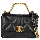 シャネル CHANEL 19 ハンドバッグ ショルダーバッグ AS1160 ブラック マトラッセ チェーン シャイニー ラムスキン レディース【中古】