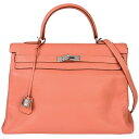 エルメス HERMES ケリー35 内縫い ハンドバッグ 2WAY トリヨンクレマンス □Q刻印(2013年製造)刻印 フラミンゴ シルバー金具【中古】