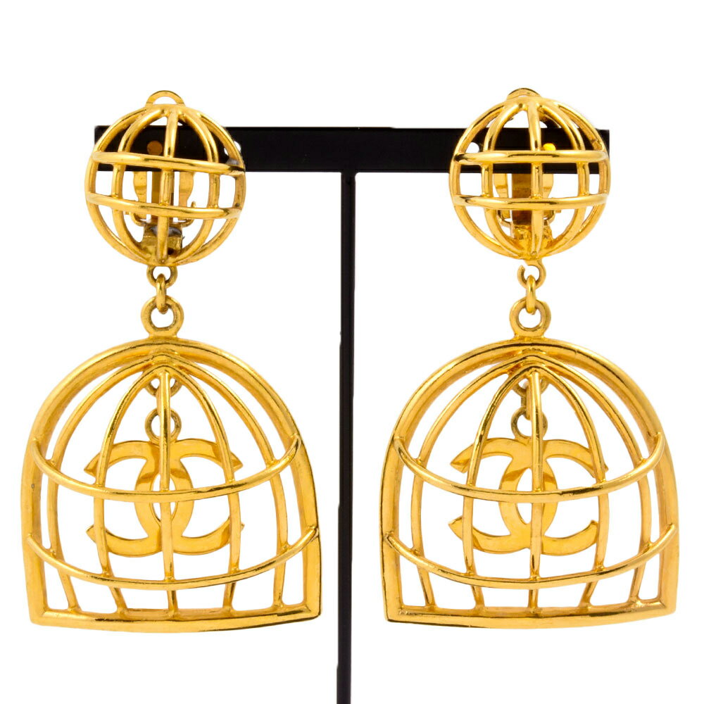 シャネル CHANEL イヤリング 93P GP ゴールド 鳥かご ココマーク ヴィンテージ【中古】