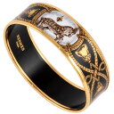 エルメス HERMES エマイユGM バングル カフ ブラック ゴールド金具 ホース タッセル ユニセックス【中古】