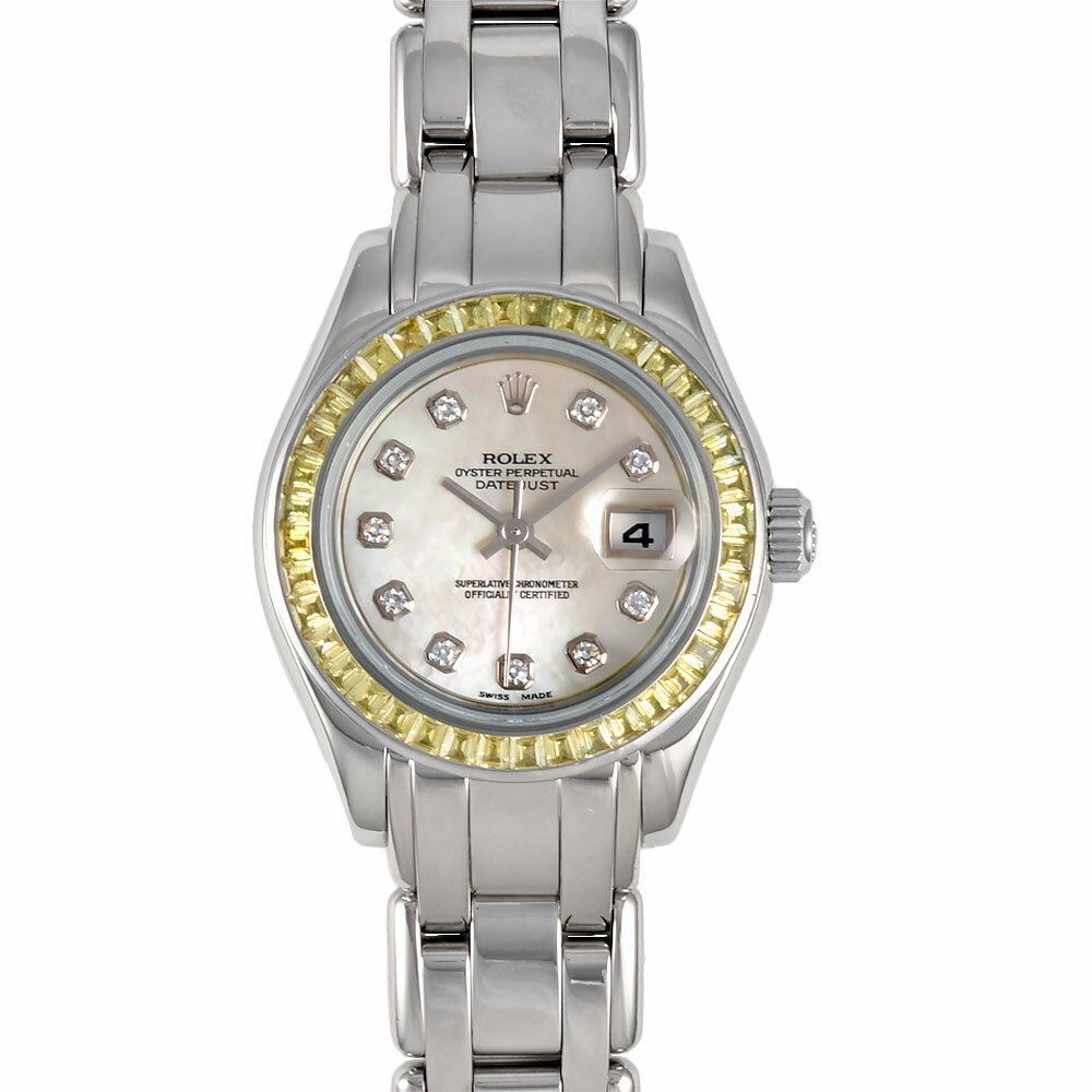 ロレックス ROLEX 69309 デイトジャスト パールマスター マスターピース 腕時計 自動巻 10Pダイヤ シェル文字盤 K18WG 金無垢 イエローサフ...