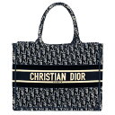 ディオール Dior オブリーク エンブロイダリー ブックトート ミディアム トートバッグ キャンバス M1296ZRIW ネイビー ハンドバッグ【中古】