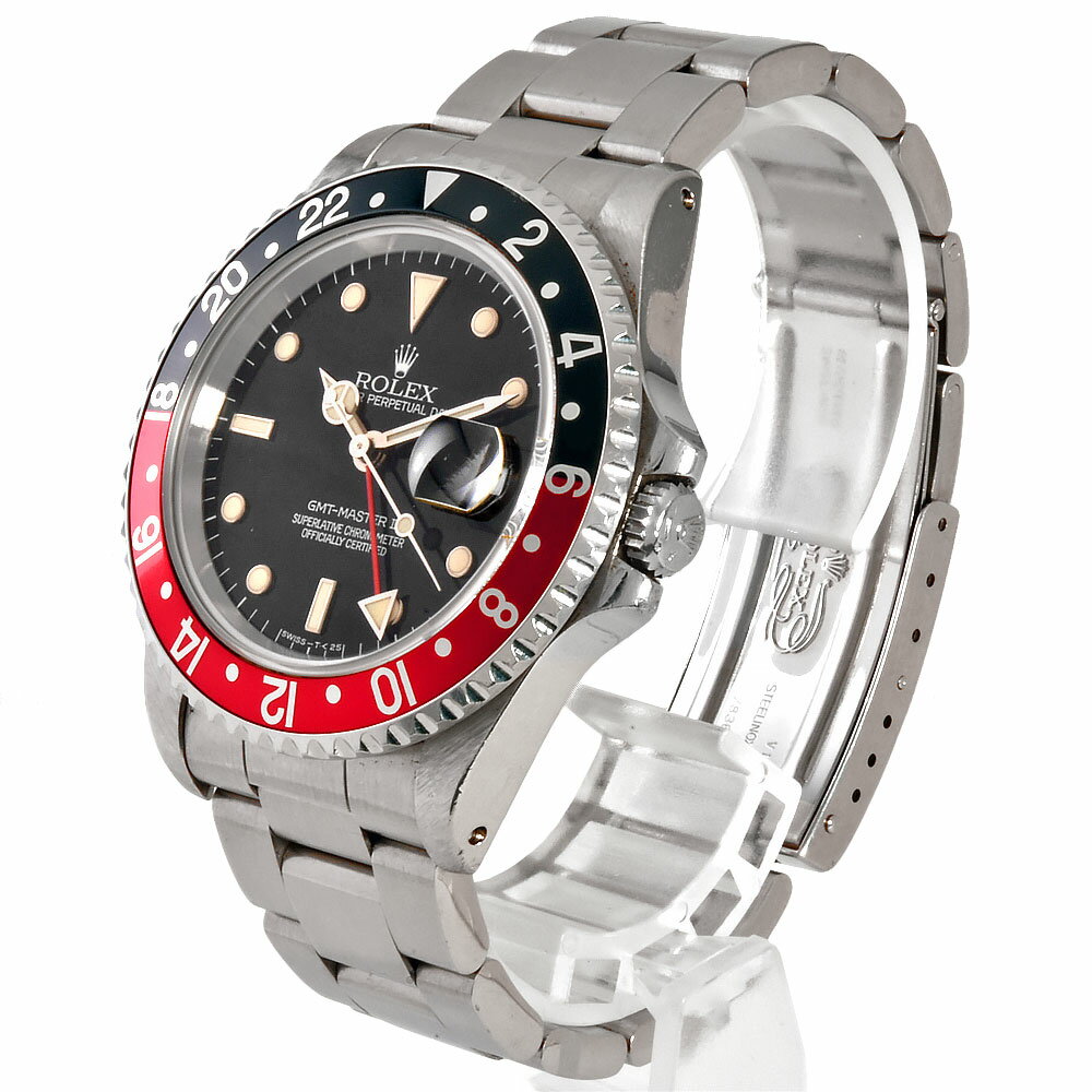 ロレックス ROLEX 16710 GMTマスターII T番(1996年製造) 腕時計 自動巻 ブラック文字盤 ブラック レッド コーク オールトリチウム メンズ【中古】