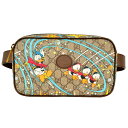 グッチ GUCCI ディズニーコラボ ドナルドダック ベルトバッグ ボディバッグ GGスプリームキャンバス レザー 602695 ブラウン ゴールド金具 ユニセ...