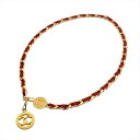 シャネル CHANEL チェーンベルト ベルト レザー レッド ゴールド金具 ココマーク サークル メダル 80cm 4番台 ヴィンテージ【中古】