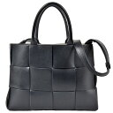 ボッテガヴェネタ BOTTEGA VENETA スモール アルコ トートバッグ 2WAY レザー グレー イントレチャート ショルダーバッグ ユニセックス【中古...