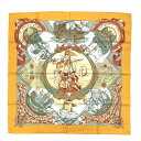 エルメス HERMES カレ90 5つの海を越えて AU DELA DES CINQ MERS スカーフ シルク イエロー【中古】