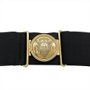 グッチ GUCCI サッシュ ベルト ゴム 186124 ブラック ゴールド金具 ゴムベルト 紋章 ロゴ レディース【中古】