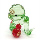 スワロフスキー SWAROVSKI Asian Symbols キュートスネーク オブジェ 置物 5692854 グリーン ヘビ 巳年 干支【中古】