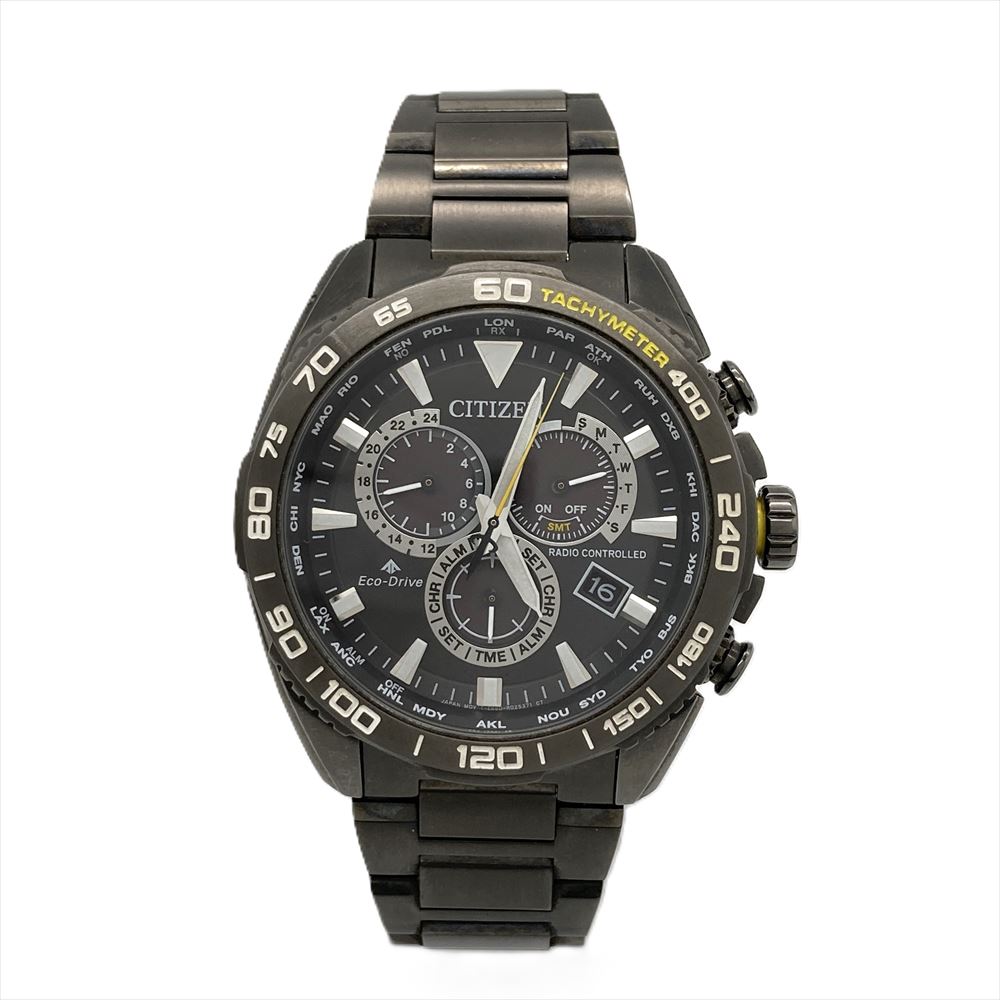 シチズン CITIZEN CB5037-84E プロマスター ランド エコドライブ 腕時計 ソーラー ブラック文字盤 クロノグラフ メンズ【中古】
