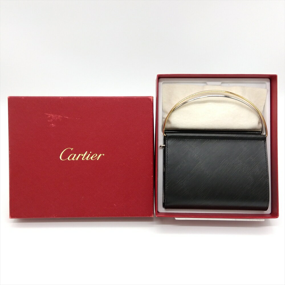 カルティエ Cartier トリニティ ウォレットバッグ 二つ折り財布 レザー ブラック レディース【中古】