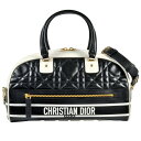 ディオール Dior スモール ボウリングバッグ ミニボストンバッグ 2WAY レザー M6202OFCA ブラック スポーティ レディース【中古】