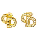クリスチャンディオール Christian Dior イヤリング ゴールド CDロゴ ラインストーン クリップ式 石取れ 訳あり GP【中古】