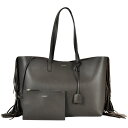 サンローラン SAINT LAURENT サックショッピング トートバッグ レザー 410666 グレー フリンジ レディース【中古】