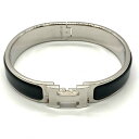 【Fashion THE SALE 対象商品 最大50%オフ! 6/28~7/12】エルメス HERMES Hクリック シルバー バングル カフ エナメル ブラック D刻印【中古】