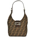 フェンディ FENDI ズッカ ショルダーバッグ キャンバス レザー ブラウン ワンショルダー レディース【中古】