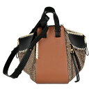 ロエベ LOEWE ハンモック スモール ツイード ハンドバッグ レザー 309.62.S35 ブラウン ショルダーバッグ レディース【中古】