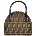 フェンディ FENDI ズッカ柄 ラウンドバニティ ハンドバッグ ブラウン【中古】