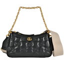 グッチ GUCCI GGマトラッセ ショルダーバッグ レザー 735049 ブラック チェーンショルダー レディース【中古】