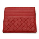 ボッテガヴェネタ BOTTEGA VENETA イントレチャート カードケース レザー レッド ユニセックス【中古】