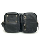 グッチ GUCCI ウエストバッグ ボディバッグ 2WAY レザー 201846 ブラック メンズ【中古】