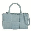 ボッテガヴェネタ BOTTEGA VENETA ミニアルコ トートバッグ 2WAY デニム ブルー マキシイントレチャート ハンドバッグ レディース【中古】
