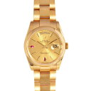 ロレックス ROLEX 118208 デイデイト P番(2000年頃製造) 腕時計 自動巻 シャンパン文字盤 2Pルビー インデックス K18YG 金無垢【中古...