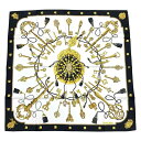エルメス HERMES カレ90 LES CLES 鍵 モチーフ スカーフ シルク ブラック【中古】(4)