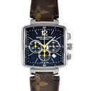 ルイヴィトン LOUIS VUITTON Q212G スピーディ クロノグラフ 腕時計 自動巻 ネイビー文字盤 RV4196 スクエア モノグラム レディース【中古】