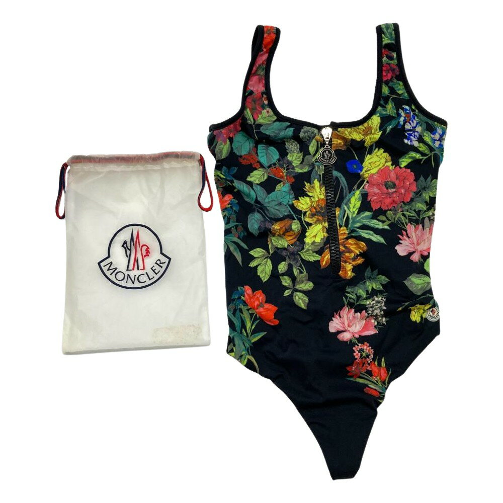 モンクレール MONCLER スイムウェア 水着 ナイロン ポリウレタン ブラック フラワー 花 ボタニカル【中古】