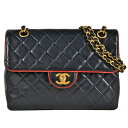シャネル CHANEL マトラッセ ココマーク チェーン ショルダーバッグ ラムスキン ネイビー ゴールド金具【中古】