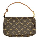 ルイヴィトン LOUIS VUITTON ポシェットアクセソワール クラッチバッグ モノグラム キャンバス レザー M51980 ブラウン ゴールド金具 AR0...