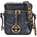 シャネル CHANEL バニティ チェーン ショルダーバッグ キャビアスキン ネイビー ゴールド金具【中古】