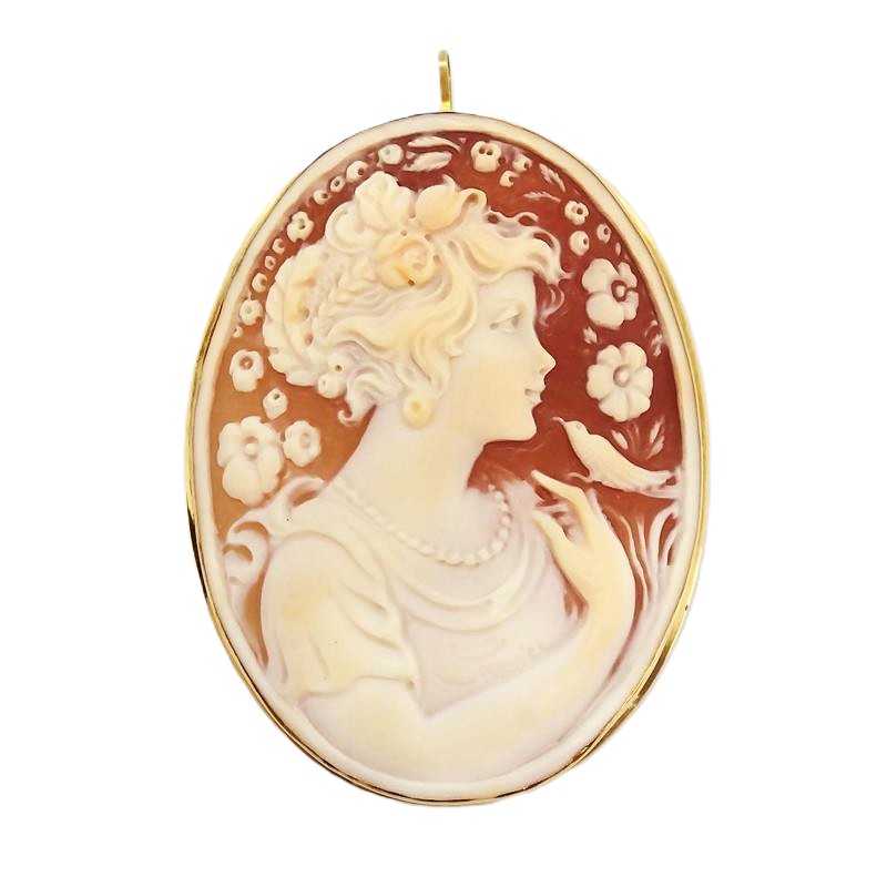 ペルニーチェ カメオ トップ ブローチ K18 13.8g ゴールド【中古】