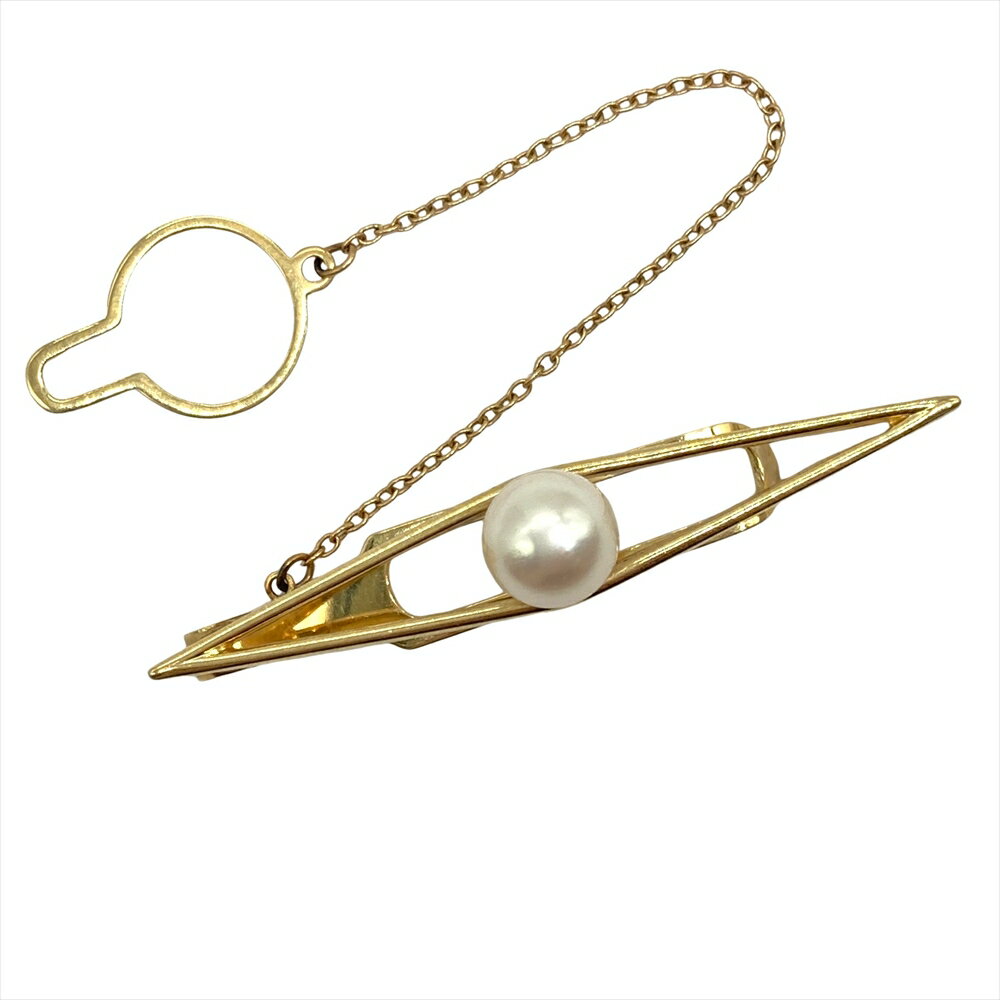 ミキモト MIKIMOTO パール 7.9mm タイピン K14YG 4.3g タイタック イエローゴールド メンズ【中古】