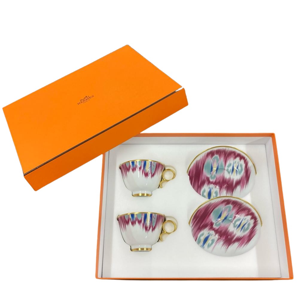 エルメス HERMES ヴォヤージュ アン イカットカップアンドソーサー 二客セット ティーカップ 陶磁器 テーブルウェア【中古】