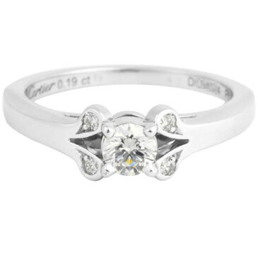 カルティエ Cartier ダイヤモンド 0.19ct(E/VVS1/3EX) バレリーナ ソリテール リング Pt950 #48 N4197600【中古】