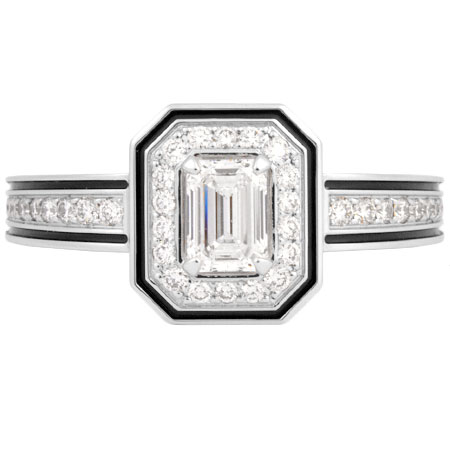 ブシュロン BOUCHERON ヴァンドーム リズレ ダイヤモンド 0.30ct(D/IF/VG) エメラルドカット ソリテール リング K18WG #50 ソリティア JSL00312【中古】