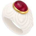 【クーポン利用で最大3万円オフ! 4/25～4/30】ブルガリ BVLGARI チャンドラ ピンクトルマリン リング K18YG ホワイトセラミック #13【中古】