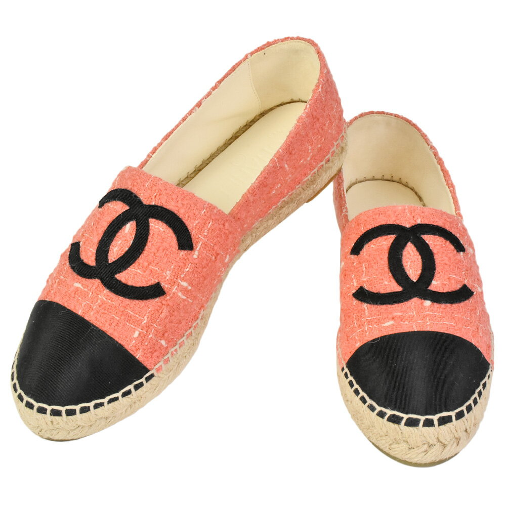シャネル CHANEL ココマーク エスパドリーユ スリッポン 39(25cm) スエード ブラック ピンク G29762 T54224 K2290【中古】のサムネイル