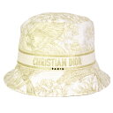 ディオール Dior D-BOBBY ボブハット 58サイズ ロゴ 刺繍 バケットハット ホワイト×ゴールド 帽子【中古】