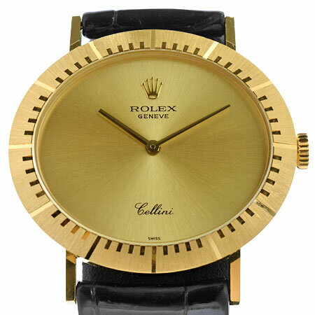 ロレックス ROLEX チェリーニ 4083/8 W番 メンズ 時計 手巻き ゴールド文字盤 革ベルト【中古】