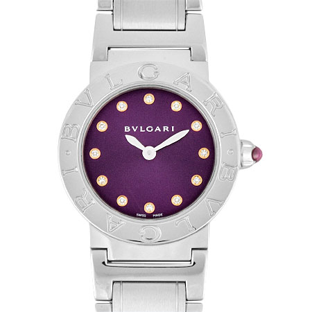 ブルガリ BVLGARI ブルガリブルガリ SS 12Pダイヤモンド レディース クォーツ 腕時計 パープル文字盤 BBL26S【中古】